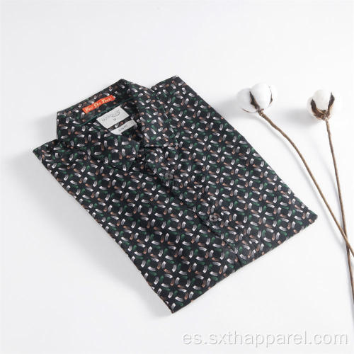 Cómoda camisa casual con estampado floral de manga larga para hombres